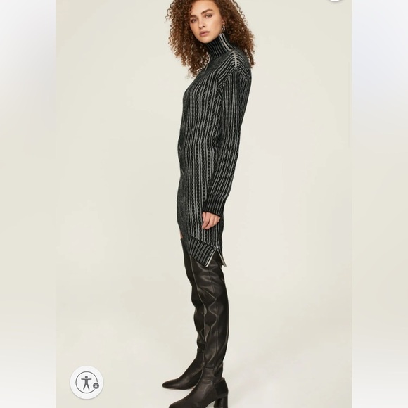 NAADAM Cashmere Wool Asymmetrical Turtleneck thick sweater Dress Whimsygoth L - Picture 8 of 13